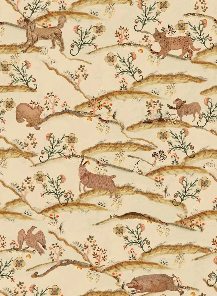 Mindthegap Carta da parati Countryside - Orange/ Green/ Taupe