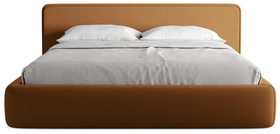 Letto matrimoniale imbottito in terracotta con contenitore a griglia 180x200 cm Kiana - Makamii