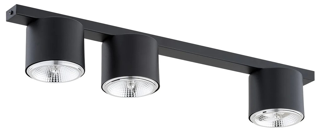 Plafoniera Moderna 3 Luci Faretti Ptah In Acciaio Nero