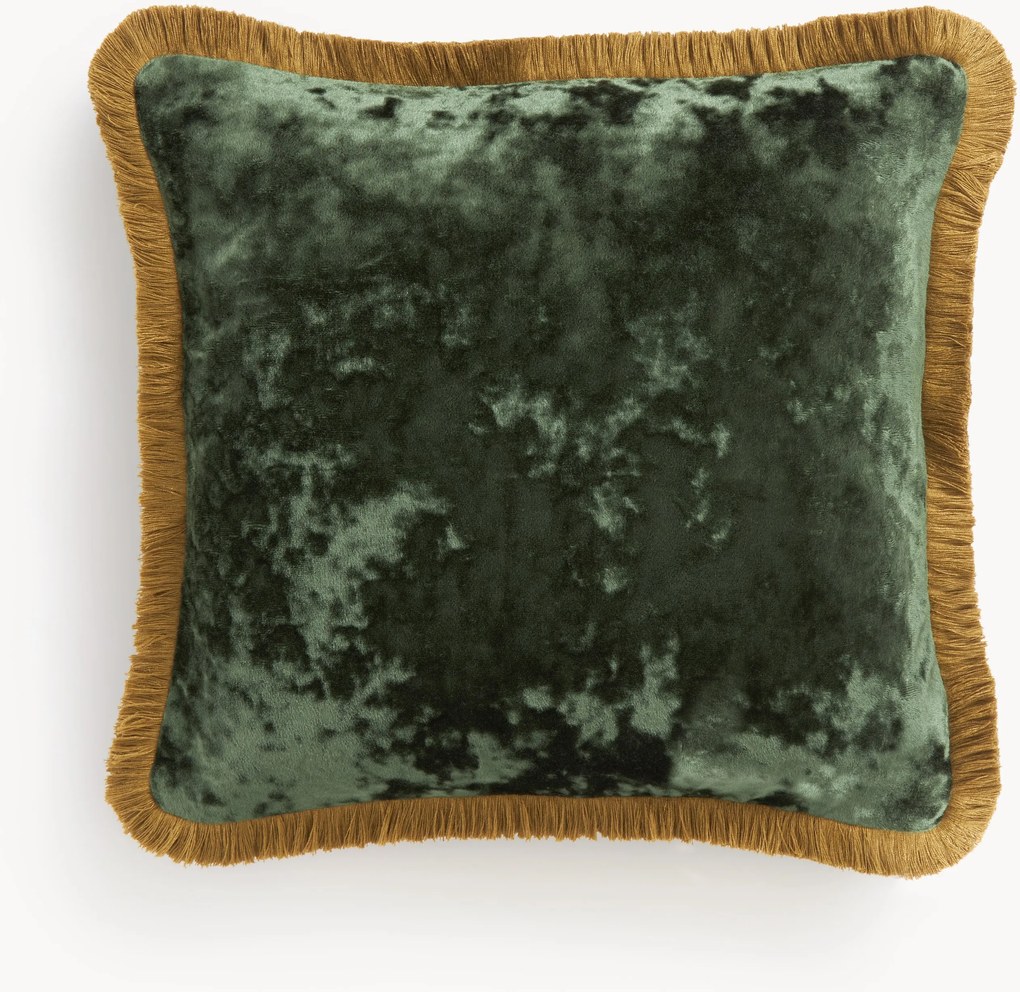 Copricuscino in velluto con frange Cyrus