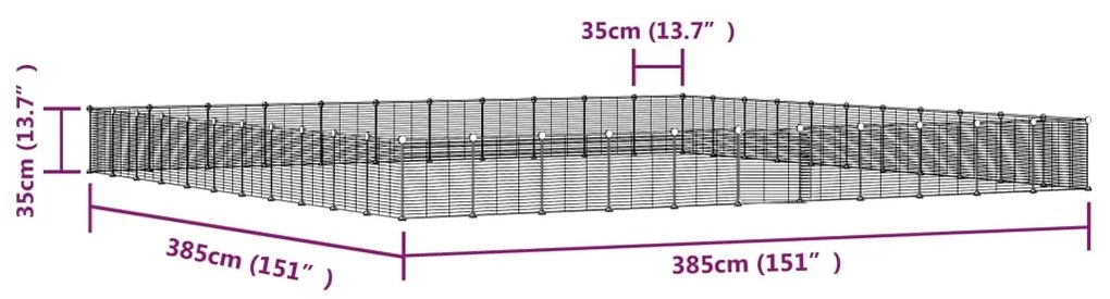 Gabbia per animali 44 pannelli con porta nera 35x35 cm acciaio