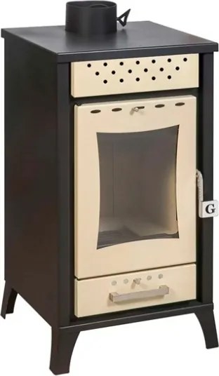 Stufa A Legna In Acciaio 15 kW Olga Beige 45,5x48,5xh91 Uscita Fumi Superiore