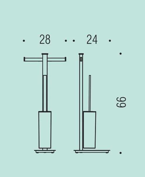 Colombo Design Units B9108 piantana con doppio portartolo e portascopino a pavimento Cromo