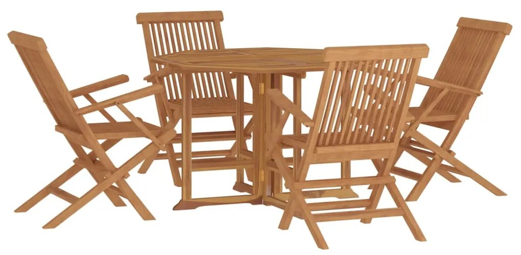 Set da pranzo pieghevole per esterni 5pz legno massello di teak