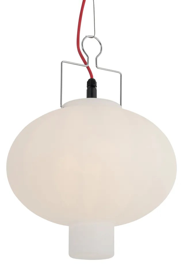 Lampada da soffitto per esterni bianca 35 cm con spina rossa IP44 - Pion