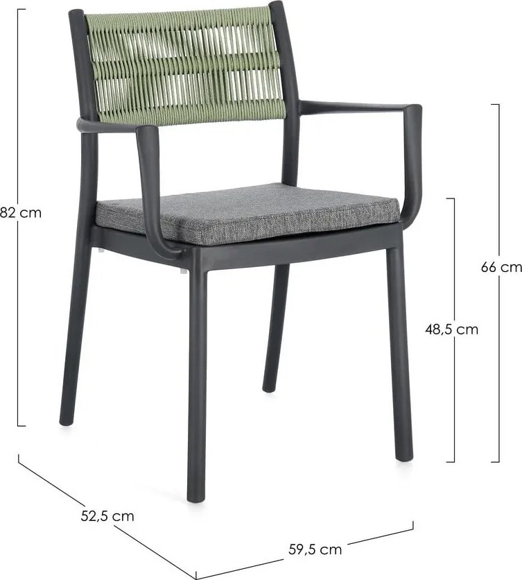 Sedie da esterno in set grigie in plastica 4 pz Alvin – Bizzotto