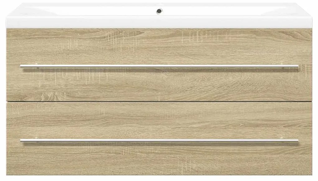 Set mobili da bagno 2 pz rovere sonoma in legno multistrato