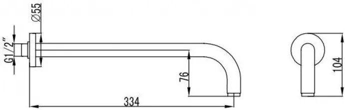 New Line Braccio Doccia 334 Mm Tondo Orizzontale In Bronzo Oro