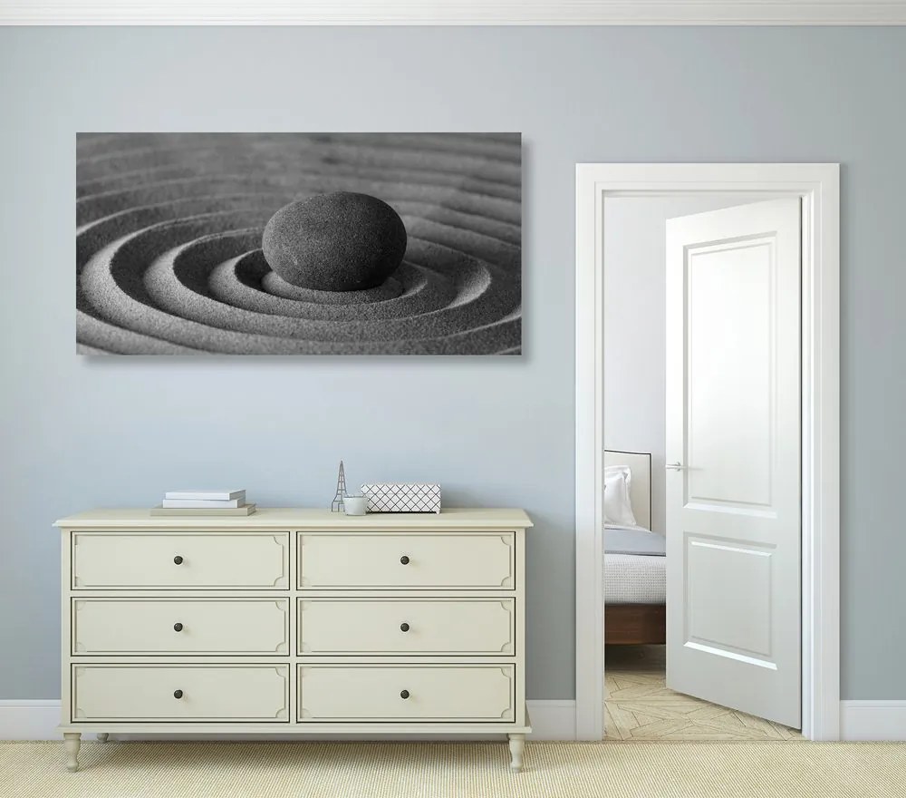 Stampa su tela – Pietra meditativa in bianco e nero