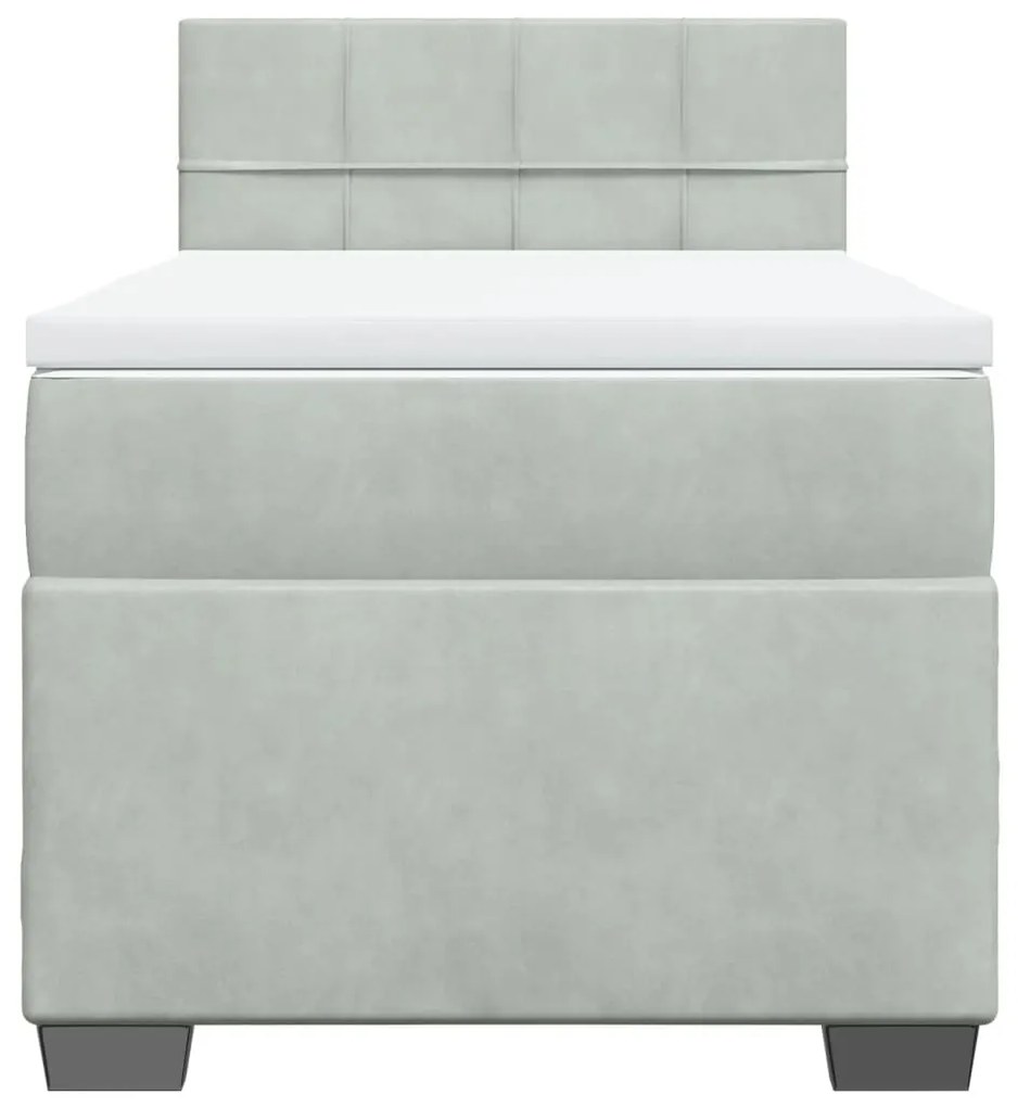 Giroletto a molle con materasso grigio chiaro 90x190 cm velluto