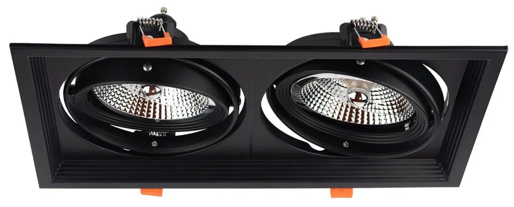 Faro da Incasso Orientabile Nero - 2 lampade AR111 Foro 315x163mm