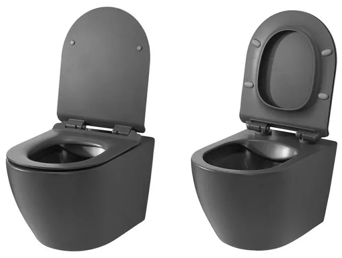 Copriwc a sgancio rapido originale in termoindurente ultraslim soft-close grigio opaco Tokyo