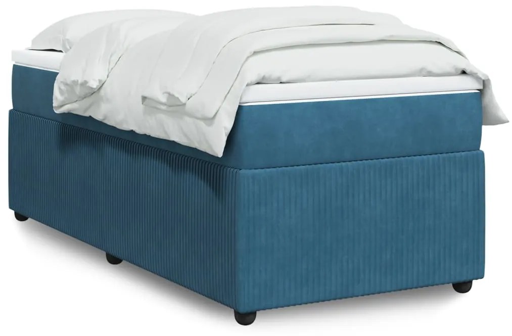 Giroletto A Molle Con Materasso Blu Scuro 90x200 Cm İn Velluto /