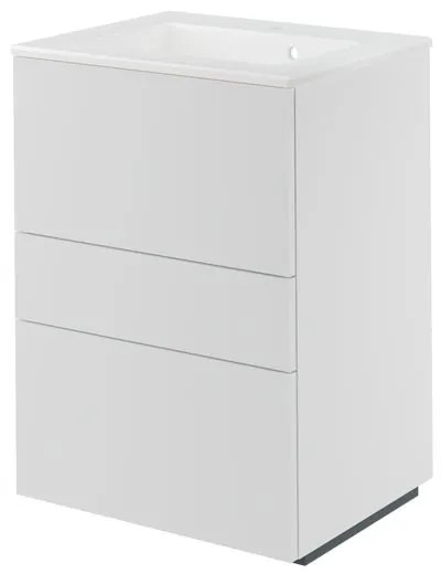 Mobile da bagno a terra L 60 x H 84 x P 48 cm bianco laccato opaco, 3 cassetti SENSEA Neo Line, Maniglie acquistabili separatamente