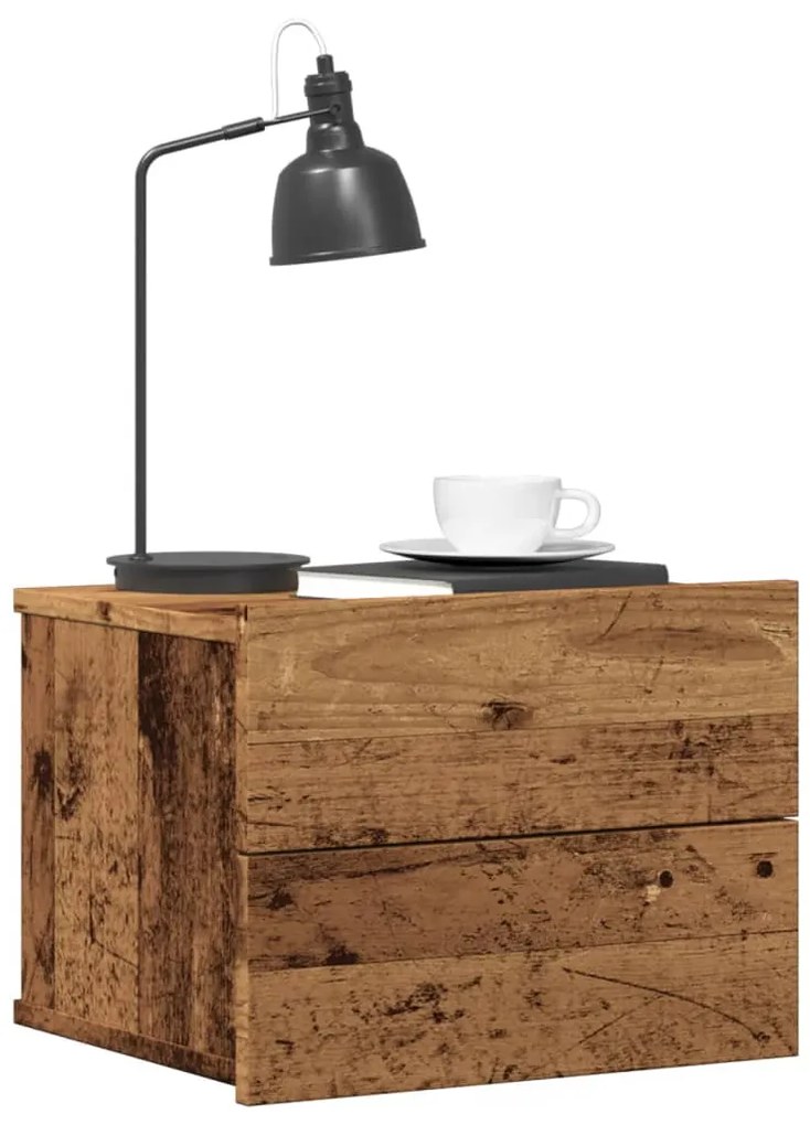 Comodino A Muro Legno Antico 40x32x30 Cm /