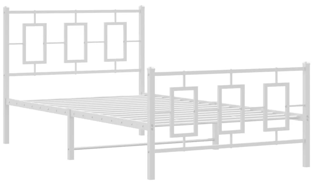 Giroletto con testiera e pediera metallo bianco 100x200 cm