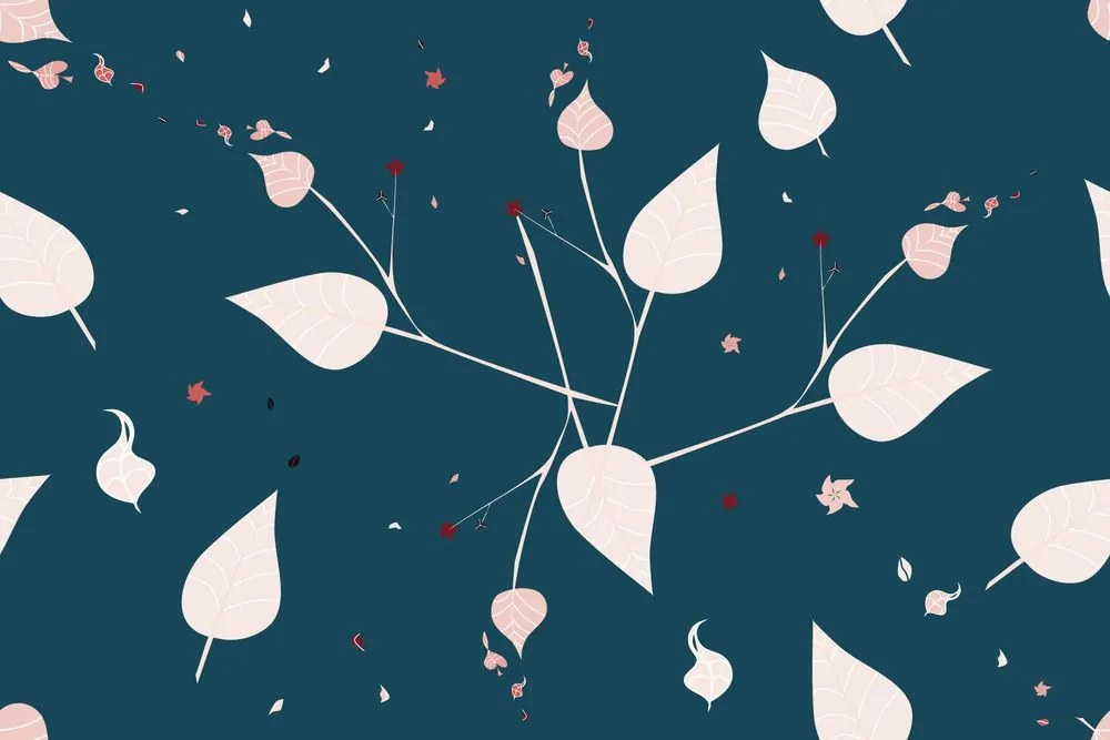 Carta da parati autoadesiva – Foglie delicate in blu