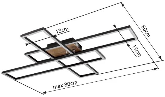 Globo 67208-40 - Plafoniera LED DAKARI LED/40W/230V 3000K 60x80 cm nero
