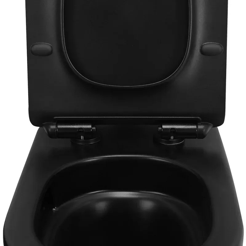 Wc filomuro tornado in ceramica nero opaco con sedile Tokyo
