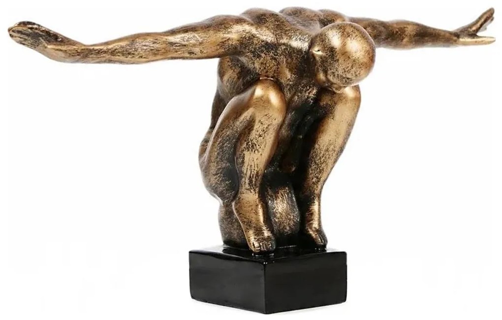 Decorazione da tavolo 25x41x20 cm in resina con patina dorata