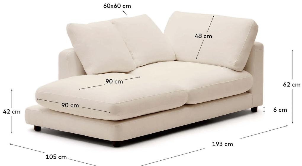 Kave Home - Chaise longue Gala sinistra beige 193 x 105 cm