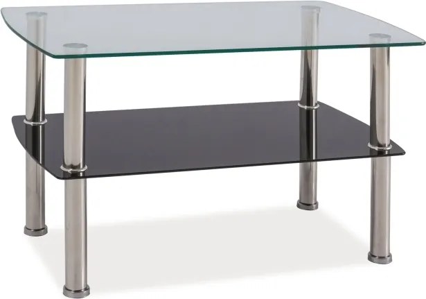 Tavolino Irene in vetro temperato e metallo cromato – 75x45x45 cm