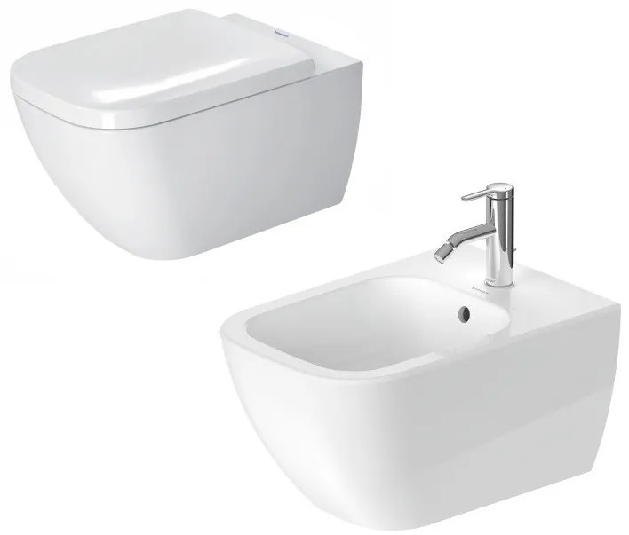 Duravit Happy D2 coppia Vaso E Bidet Sospesi Con Sedile Rallentato Bianco