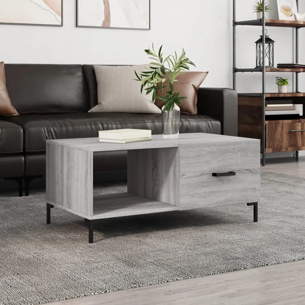 Tavolino Da Salotto Grigio Sonoma 90x50x40 Cm Legno Multistrato /
