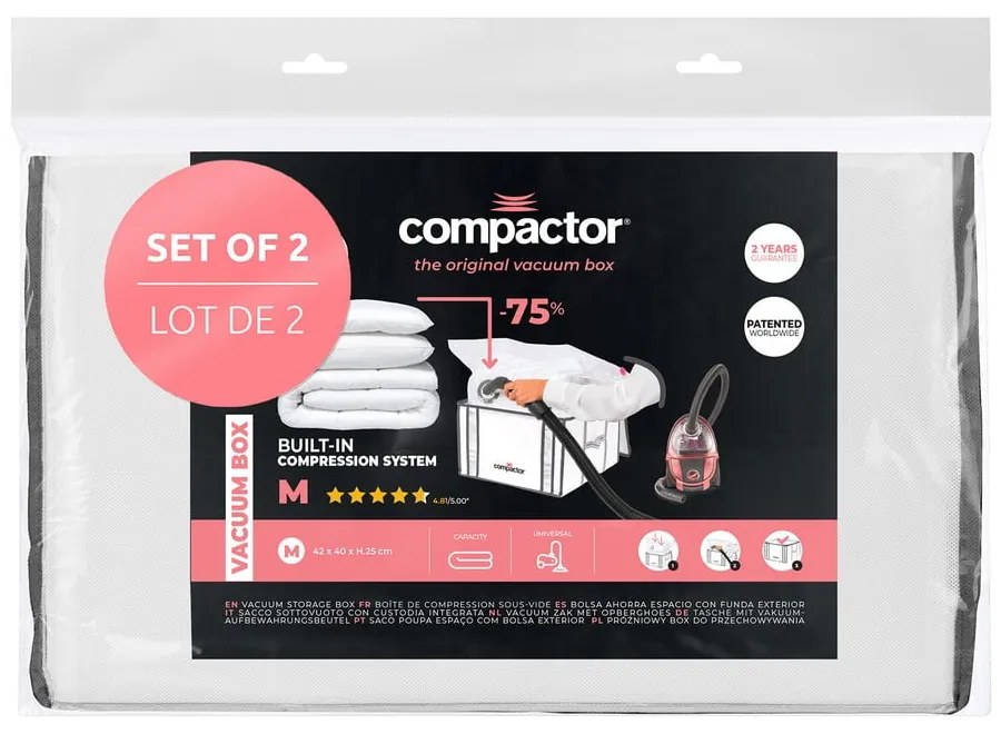 Set di organizer per vestiti sottovuoto/rinforzati in tessuto 2 pz 42x25x25 cm Life – Compactor
