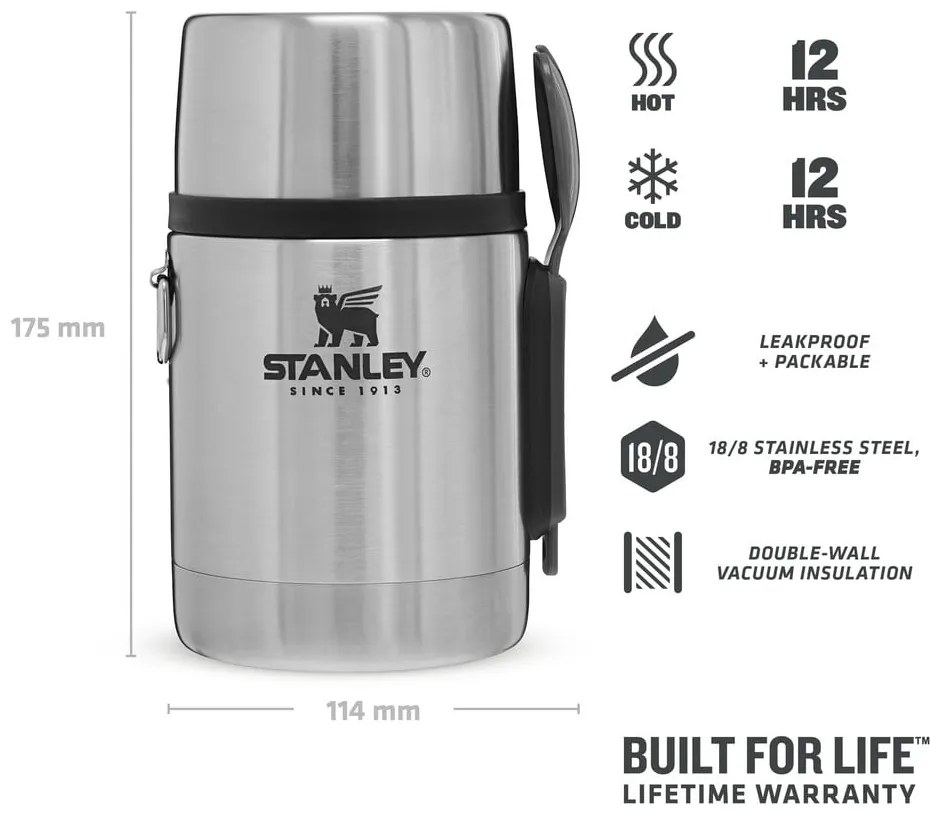 Borraccia termica argentata in acciaio inox 530 ml Adventure – Stanley