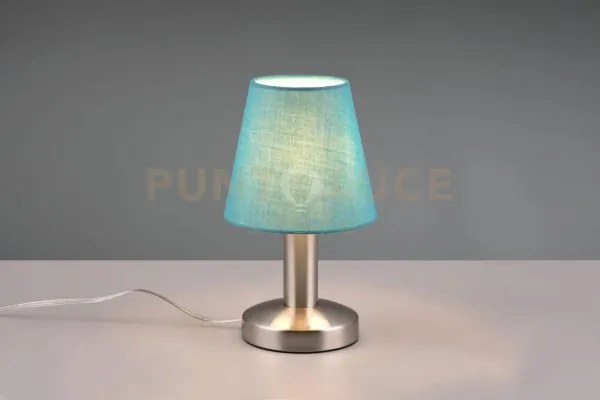 Mats ii lampada acciaio paralume azzurro h.24cm 1 luce attacco e14