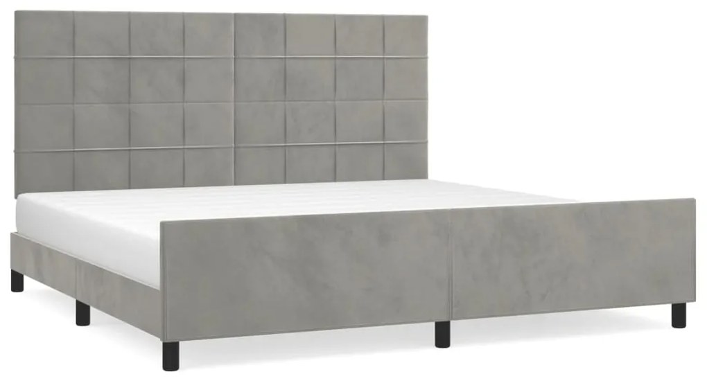 Giroletto con testiera grigio chiaro 200x200 cm in velluto