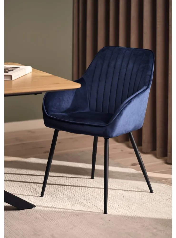 Set di sedie da pranzo blu scuro in imbottito con braccioli 2 pz Nolan Stripe – Unique Furniture