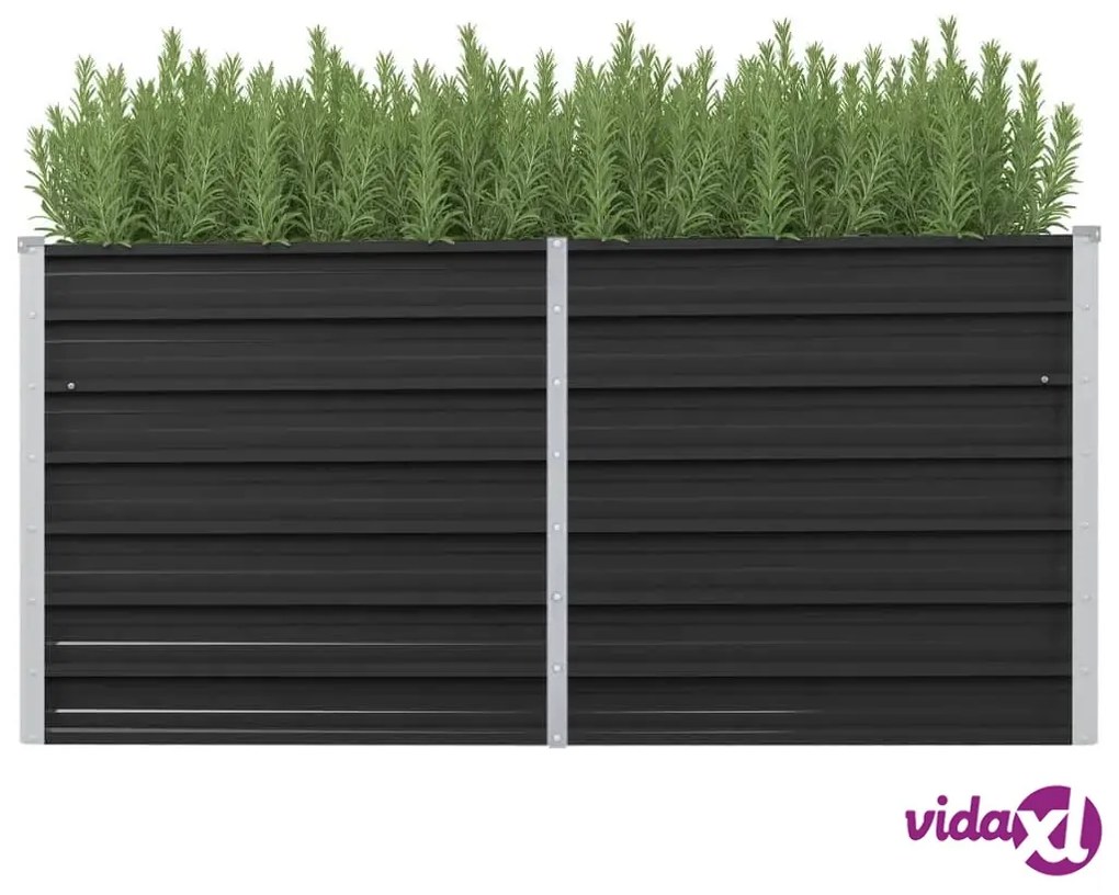 vidaXL Letto Rialzato Giardino Antracite 160x40x77 cm Acciaio Zincato