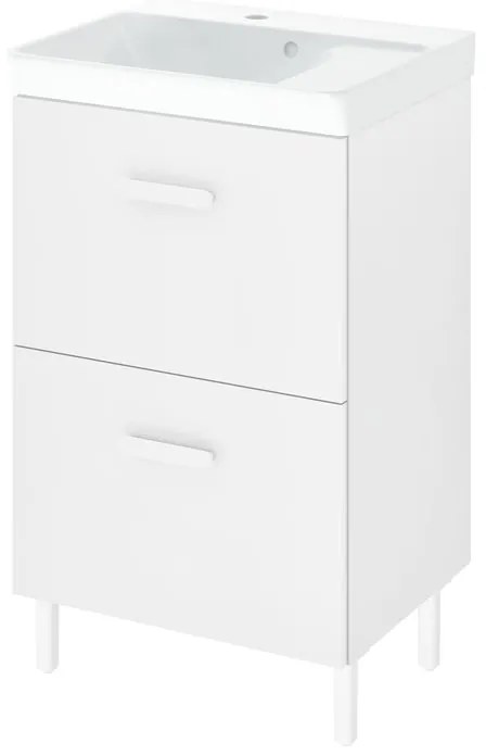 Mobile da bagno sotto lavabo Easy bianco verniciato opaco L 50 x H 80 x P 40 cm 2 cassetti, lavabo non incluso