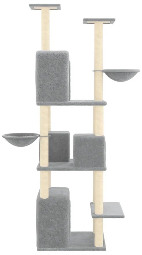 Albero per gatti con tiragraffi in sisal grigio chiaro 180 cm
