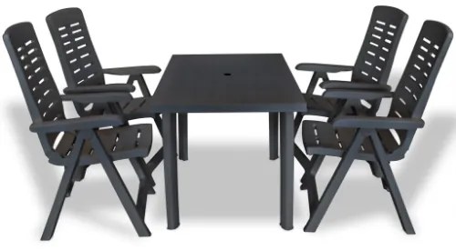 Set da Pranzo da Giardino 5 pz in Plastica Antracite