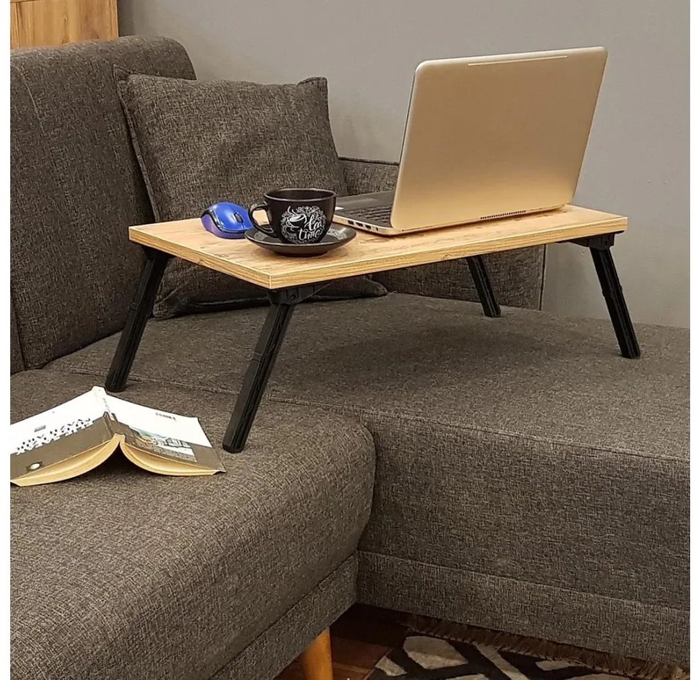 Tavolo per letto GUSTO 24,5x60 cm beige/nero