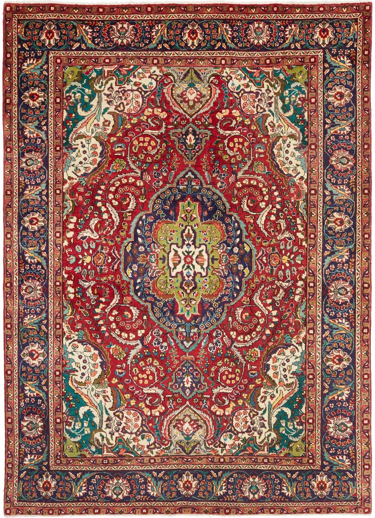 Tabriz Tappeto 210 x 280 Blu (Iran) Annodato A Mano