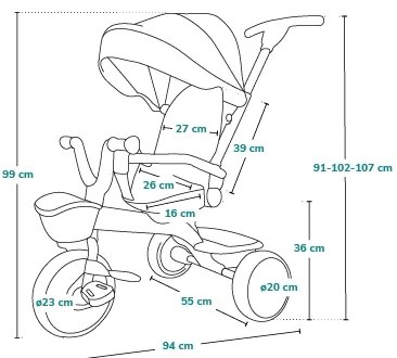 Lionelo - Triciclo per bambini HAARI rosa/grigio