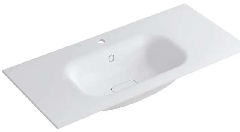 Lavabo a incasso rettangolare vasca centrale L 100.5 x H 15 x P 46 cm in resina bianco lucido