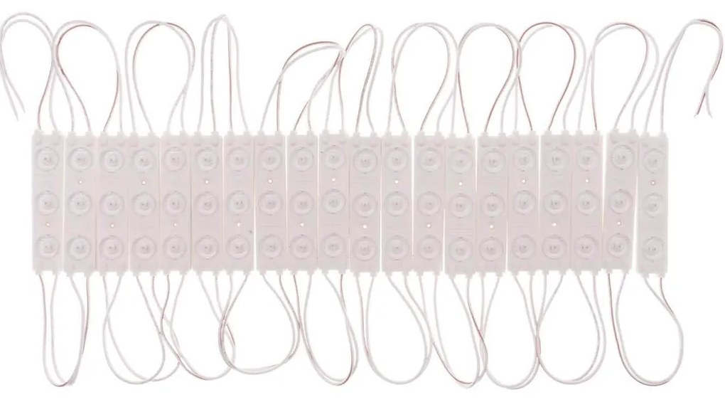 Catena da 20 moduli da 1.5W 12VDC IP67 da 125lm/W Colore Bianco Caldo 2.700K