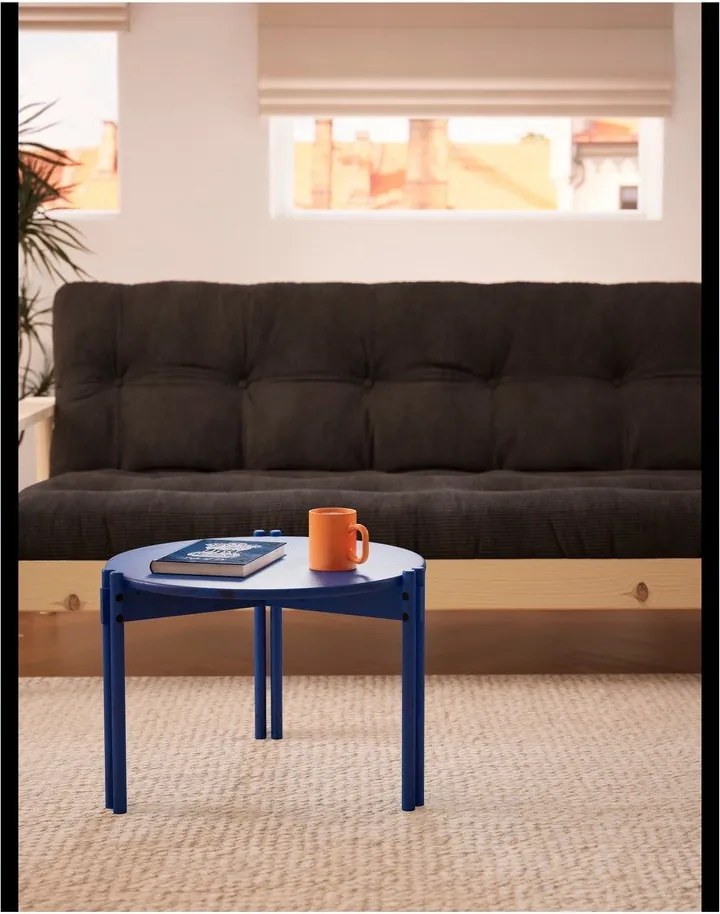 Tavolino rotondo blu in legno di pino ø 80 cm Sticks - Karup Design