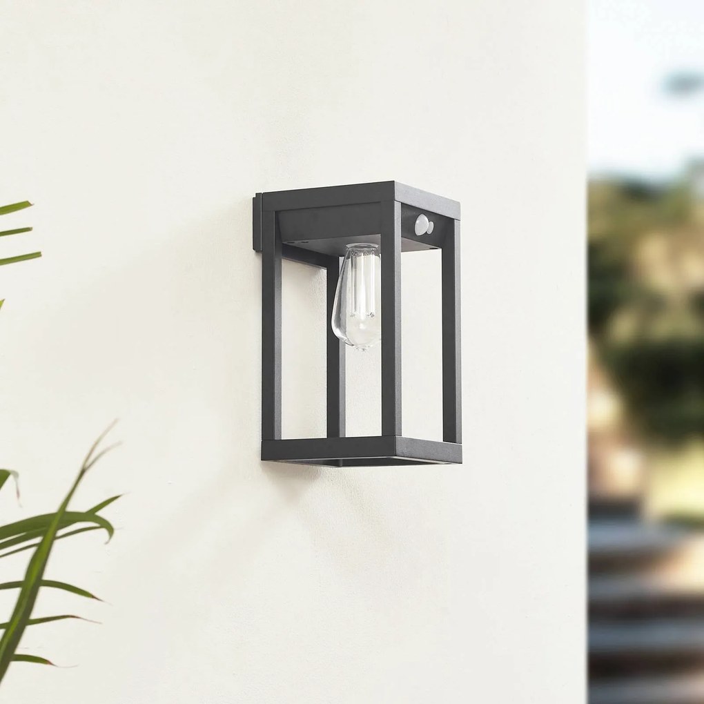 Lindby Smart LED lampada solare da parete Enea, sensore, CCT, RGB, Tuya Enea Lindby, dimmerabile, Nero, Alluminio, Moderno