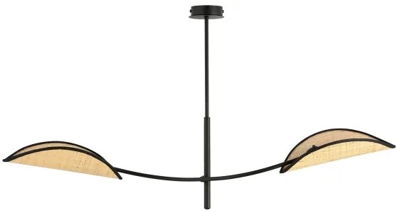 Lampadario a sospensione con supporto rigido LOTUS 2xE14/10W/230V nero/beige