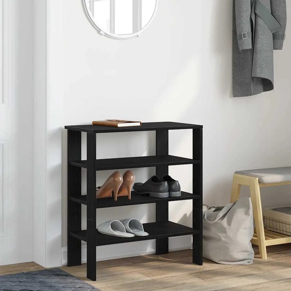 Scarpiera Nera 61x32x70 Cm İn Truciolato /