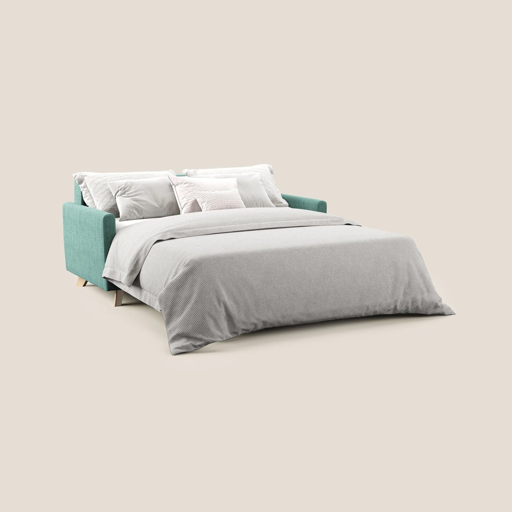 Edgar divano letto matrimoniale in tessuto felis impermeabile T03 verde acqua 180 cm (mat. 140x197)