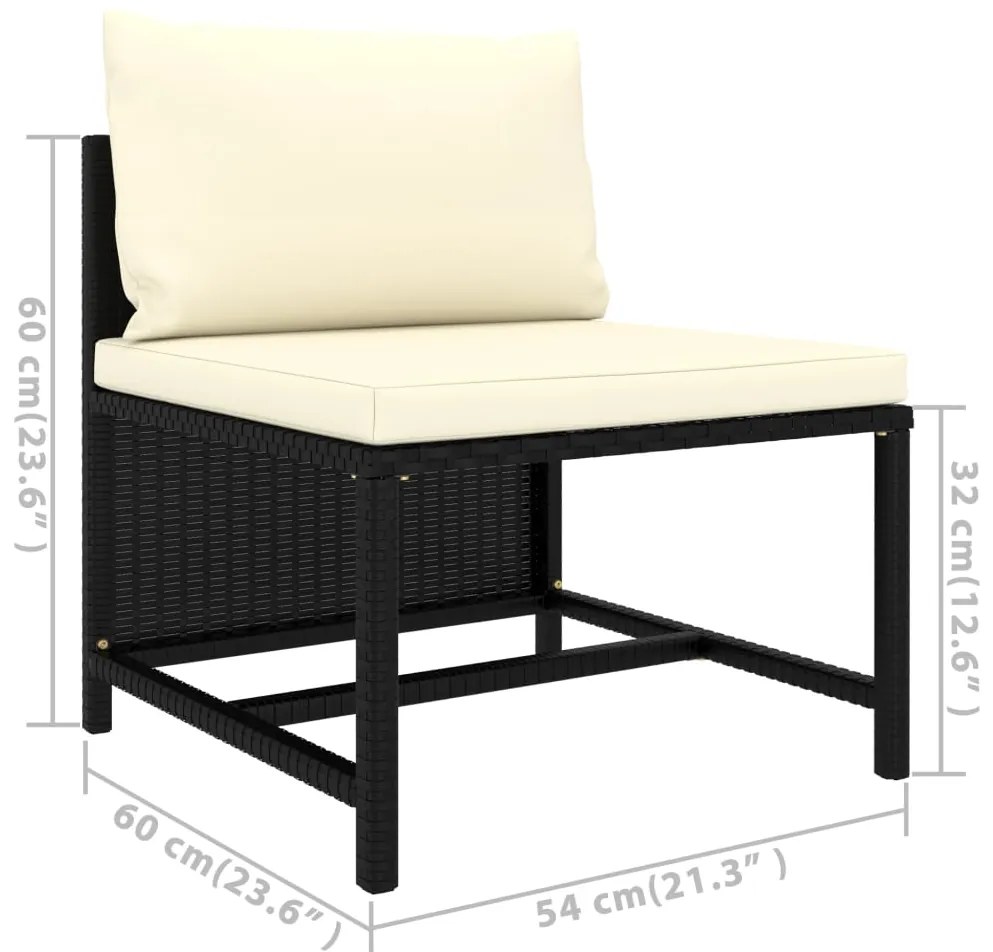 Set Divani da Giardino 7 pz con Cuscini in Polyrattan Nero