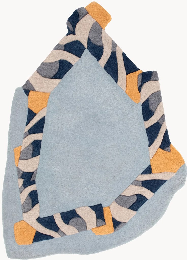 Tappeto in lana annodato a mano con effetto alto-basso Frame