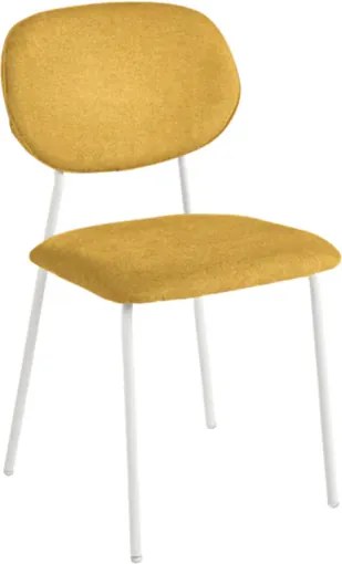 Sedia da pranzo in tessuto Giallo gambe metallo Bianco - ELLIS 2 sedie